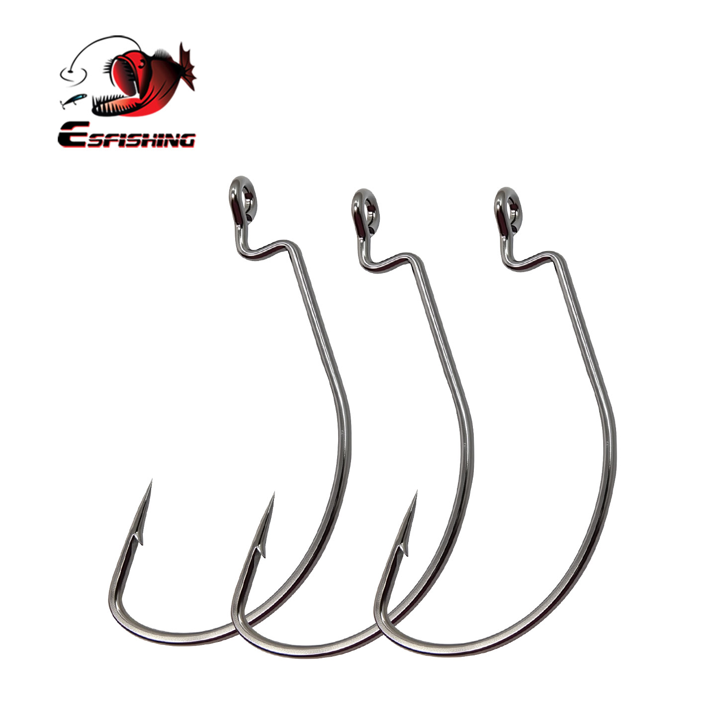 Fishing Hook Size - ESFISHING Offset Hook Carbon Steel Fishing