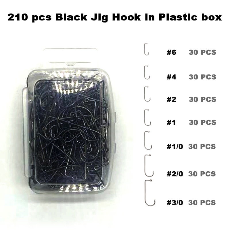 Fishing Hook Assortment - Adygil DIY Fishing 210 pcs Black