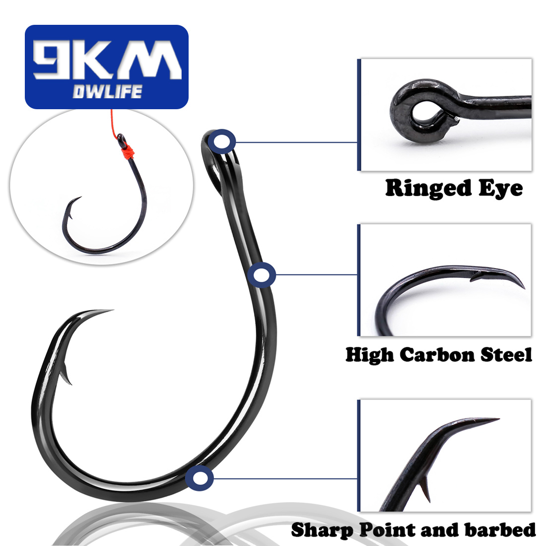 9KM 25-50Pcs Inline Wide Gap C - Fishing Hook Circle recension och pris