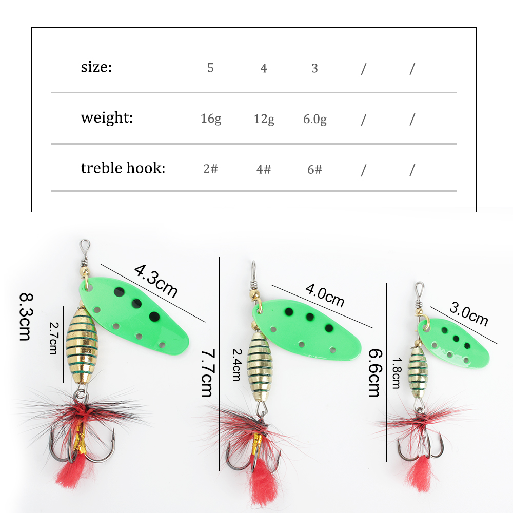 FTK 6g 12g 16g Metal Spinner B - Fishing Hook Treble recension och pris