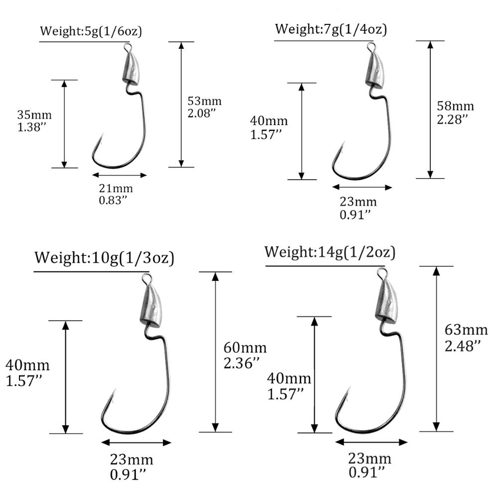 THKFISH 10pcs Crank Jig Head H - Fishing Hook Weedless recension och pris