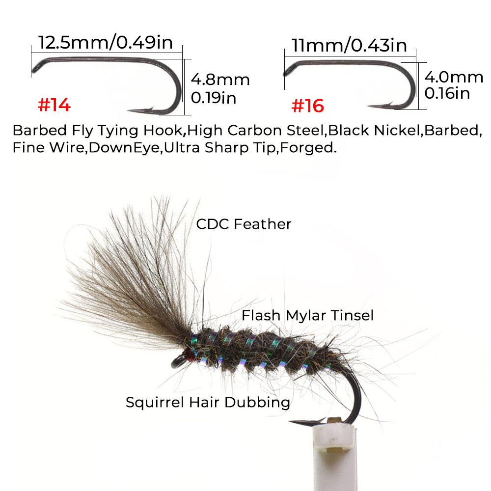 5/6PCS CDC Parachute Dry Fly S - Fishing Hook Size recension och pris